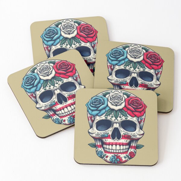Item preview, Skull - USA and rose theme sketch art  designed and sold by ZulryLifestyles.