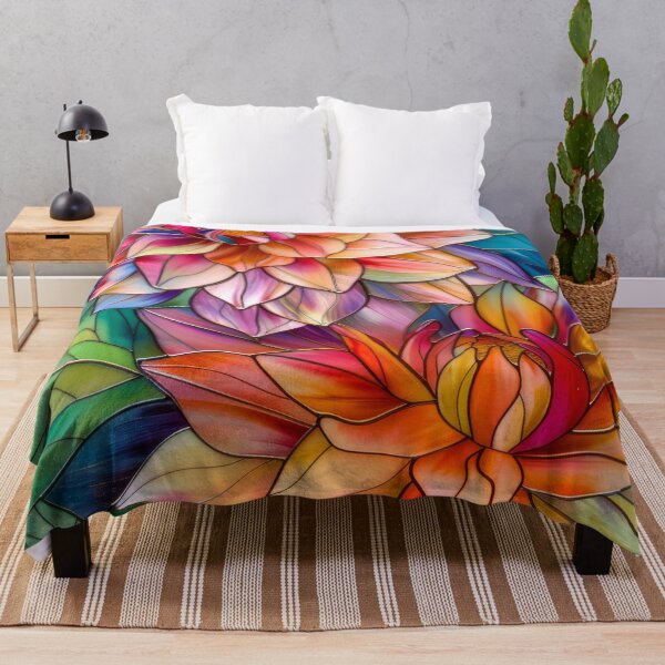 Item preview, Vibrant Dahlia Flowers Stained Glass Art designed and sold by MargaretWiktor.
