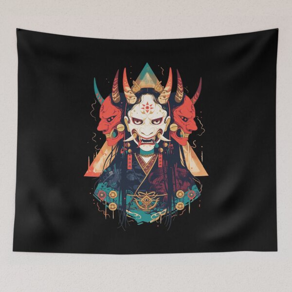 Item preview, Japanese demon mask AKM_07 designed and sold by NoNeed4InK.