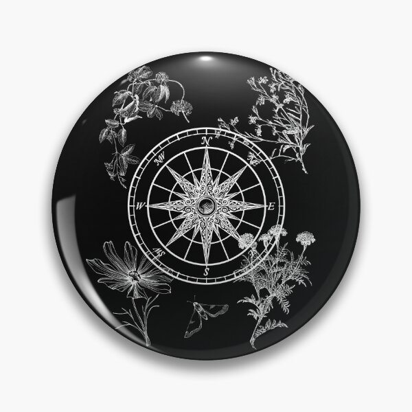 Item preview, Vintage Compass With Plants Drawing Design designed and sold by EarthArtDesigns.