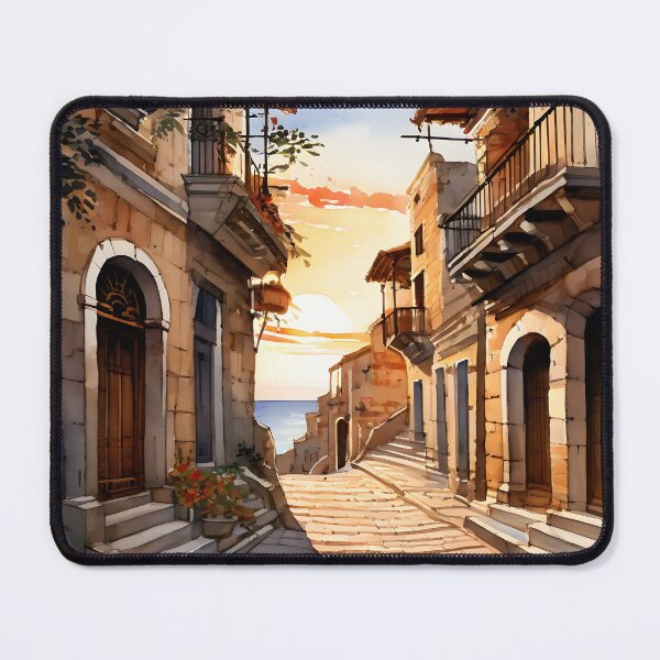 Item preview, Cefalù Streets: Watercolor Sunset in Sicily designed and sold by LSVart.
