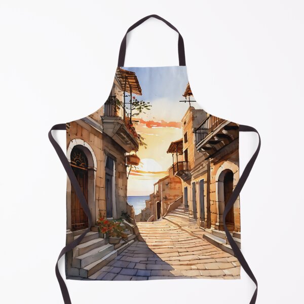 Item preview, Cefalù Streets: Watercolor Sunset in Sicily designed and sold by LSVart.