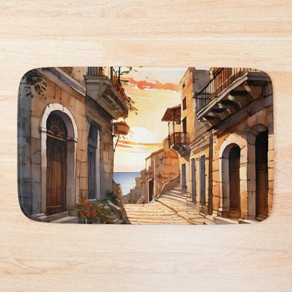Item preview, Cefalù Streets: Watercolor Sunset in Sicily designed and sold by LSVart.
