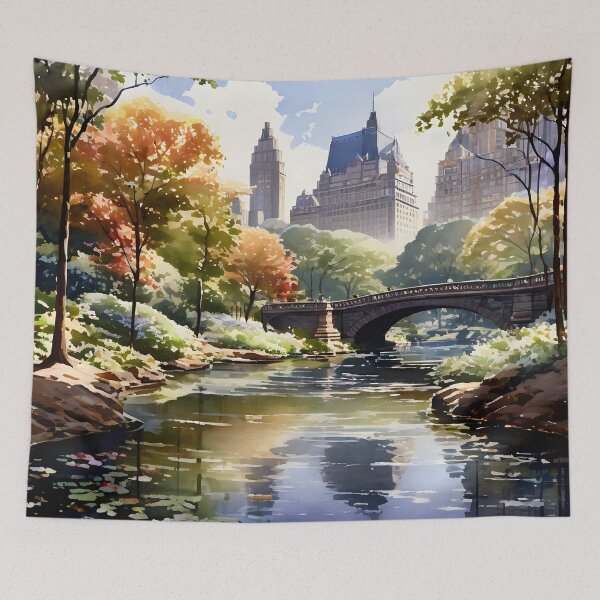 Item preview, Central Park: Tranquil Watercolor Scene Unveiled designed and sold by LSVart.