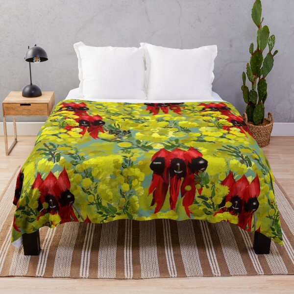 Item preview, 'Wattle-It-Be' Wattle and Sturt Desert Pea Native Flower Seamless Textile Design designed and sold by Venus-in-Virgo.