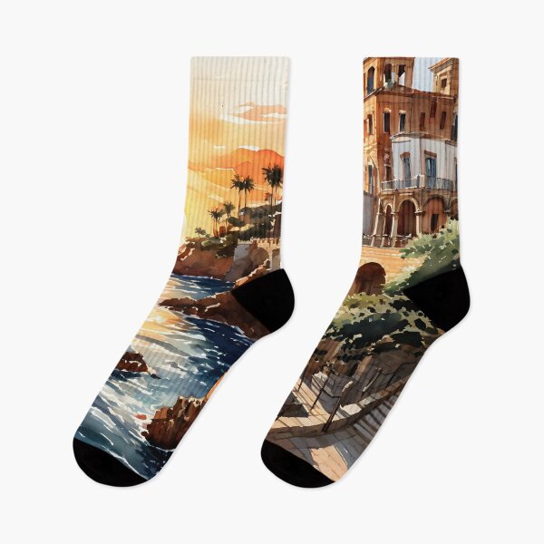Item preview, Cefalù Sunset: Watercolor Beauty of Sicily's Coast designed and sold by LSVart.