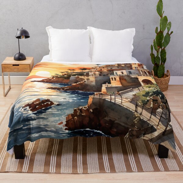Item preview, Cefalù Sunset: Watercolor Beauty of Sicily's Coast designed and sold by LSVart.