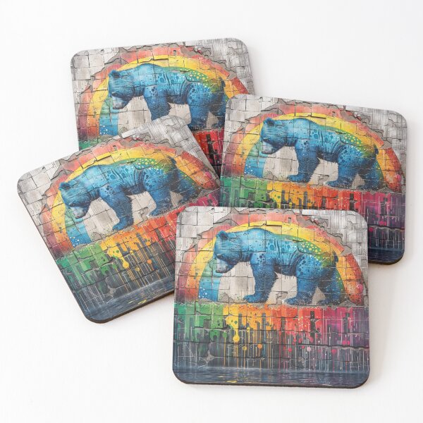 Item preview, blue, bear, graffiti, rainbow designed and sold by Agarweinchtien.