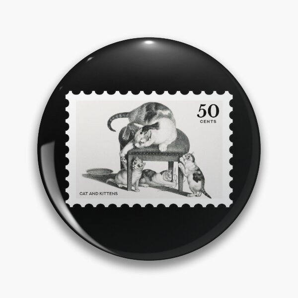 Item preview, Vintage Cat and Kittens stamp designed and sold by RabbitK.