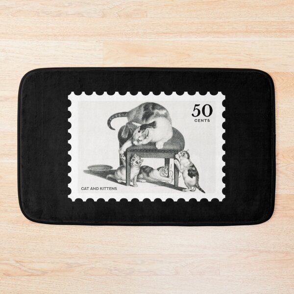 Item preview, Vintage Cat and Kittens stamp designed and sold by RabbitK.