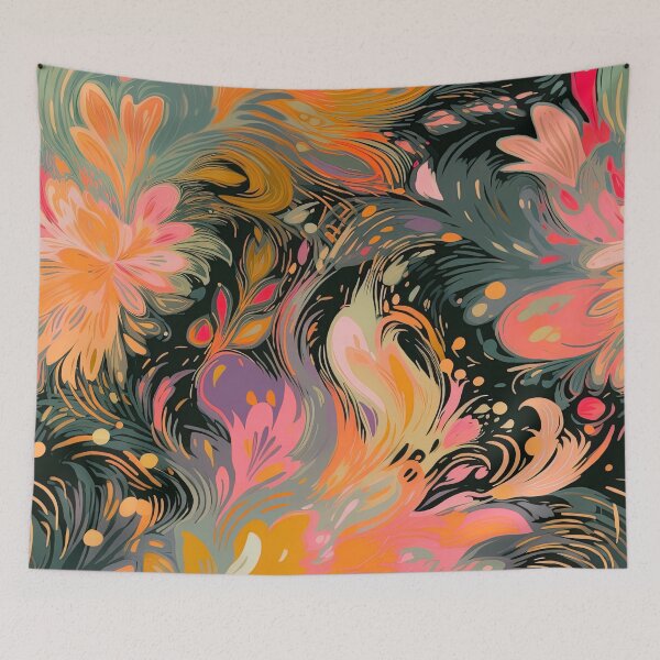 Item preview, Abstracl Vibrant Floral Swirl Pattern designed and sold by bubblegoth.