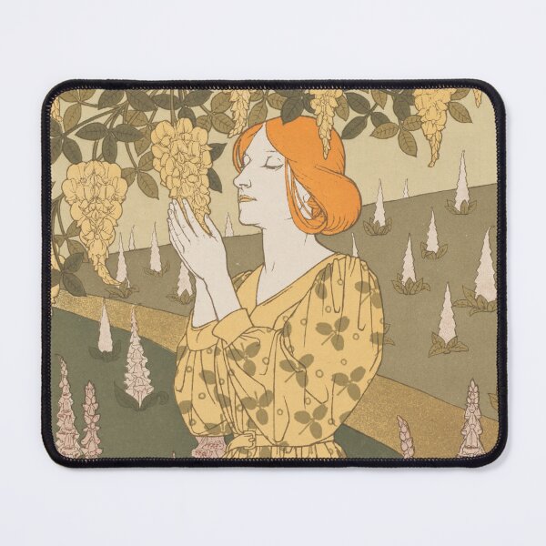 Item preview, Art Nouveau Woman Wisteria and Foxgloves designed and sold by newnouveau.