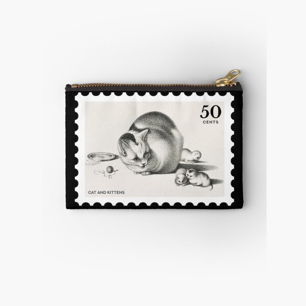 Item preview, Vintage Cat and Kittens stamp designed and sold by RabbitK.