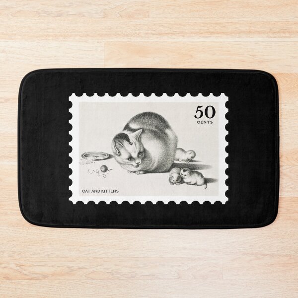 Item preview, Vintage Cat and Kittens stamp designed and sold by RabbitK.