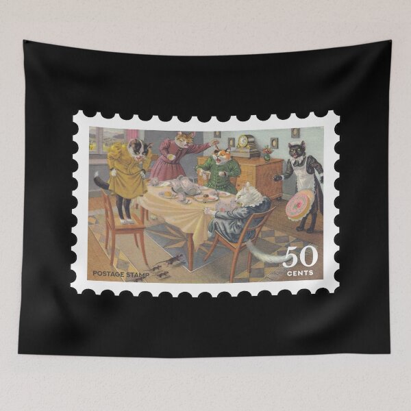 Item preview, Vintage Cat Art stamp designed and sold by RabbitK.