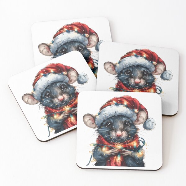 Item preview, Cartoon Mouse with Christmas Lights, Santa Hat, and Scarf Sticker designed and sold by tjnextgen99.