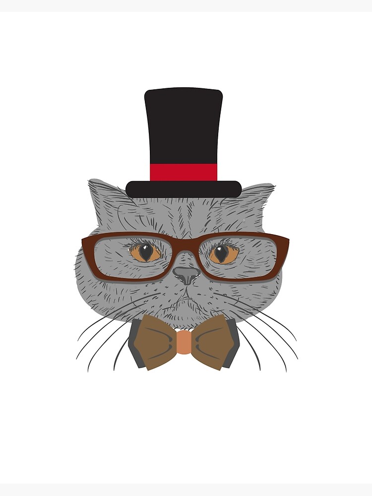 Hipster Fancy Cat Lover Kitty Lover Sir Cat Cate Fedora Serious Glasses  British Mustache T-Shirt