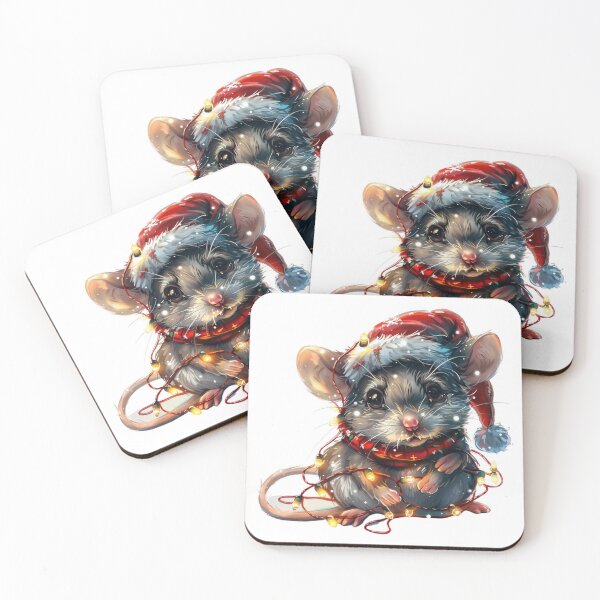 Item preview, Festive Mouse Sticker with Christmas Lights and Santa Hat designed and sold by tjnextgen99.