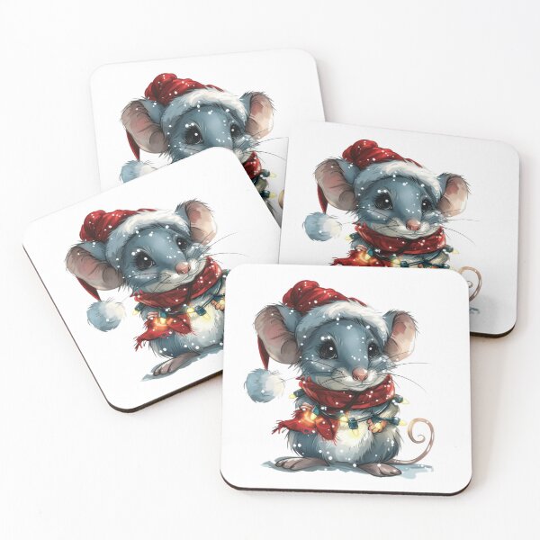 Item preview, Holiday Mouse with Lights, Santa Hat, and Scarf Sticker designed and sold by tjnextgen99.