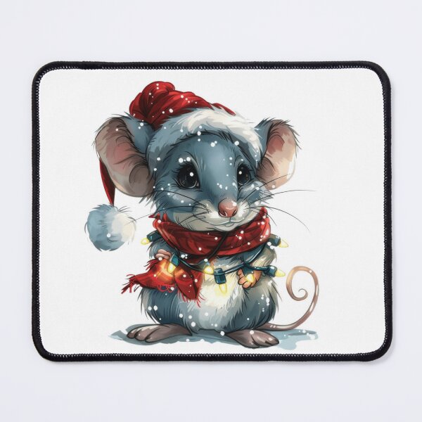 Item preview, Holiday Mouse with Lights, Santa Hat, and Scarf Sticker designed and sold by tjnextgen99.