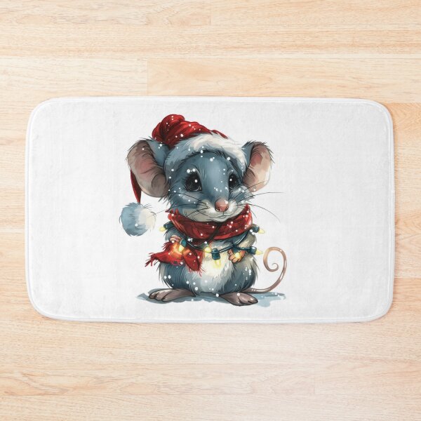 Item preview, Holiday Mouse with Lights, Santa Hat, and Scarf Sticker designed and sold by tjnextgen99.