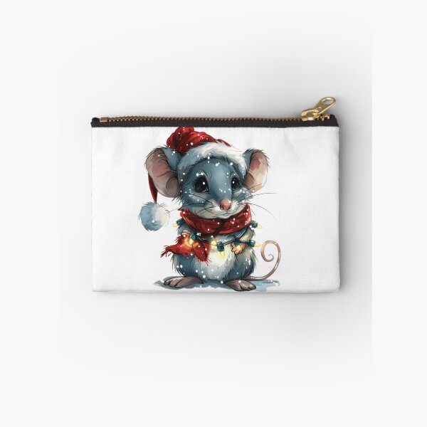 Item preview, Holiday Mouse with Lights, Santa Hat, and Scarf Sticker designed and sold by tjnextgen99.