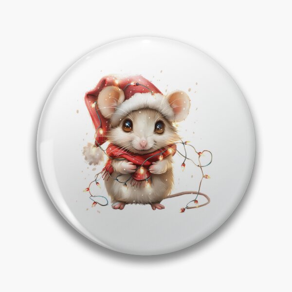Item preview, Cute Cartoon Christmas Mouse with Lights and Santa Hat designed and sold by tjnextgen99.