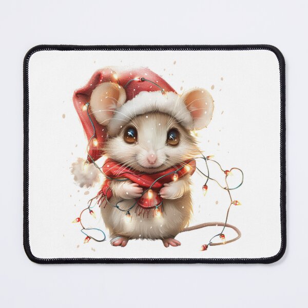 Item preview, Cute Cartoon Christmas Mouse with Lights and Santa Hat designed and sold by tjnextgen99.
