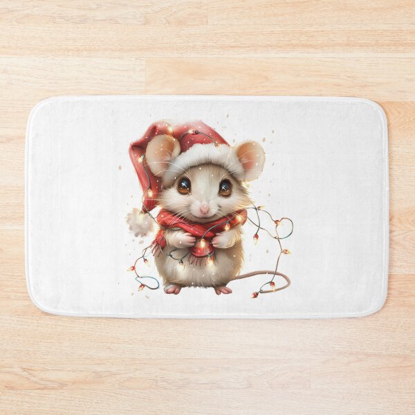 Item preview, Cute Cartoon Christmas Mouse with Lights and Santa Hat designed and sold by tjnextgen99.