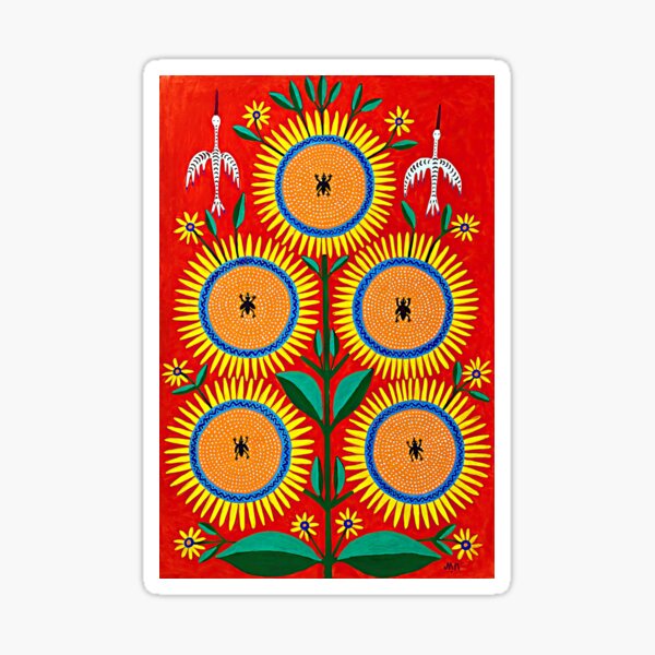 Item preview, Maria Prymachenko, Sunflower with Bees, Famous Ukrainian Artist, Ukrainian Print, Ukrainian Folk Art designed and sold by Artistic Gift Print.