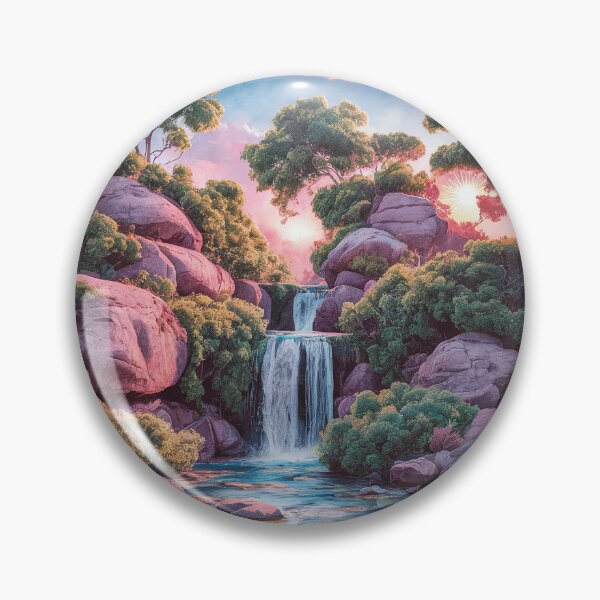 Item preview, Vintage Watercolor art waterfall flowing on rocks - Landscape Nature abstract and unique clipart  designed and sold by BajoTShop.