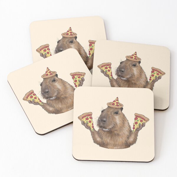 Item preview, Capybara With Pizza In Pizza Hat designed and sold by canvadreamer444.