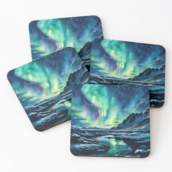 Item preview, Watercolor Northern Lights: Iceland's Ethereal Night Sky designed and sold by LSVart.