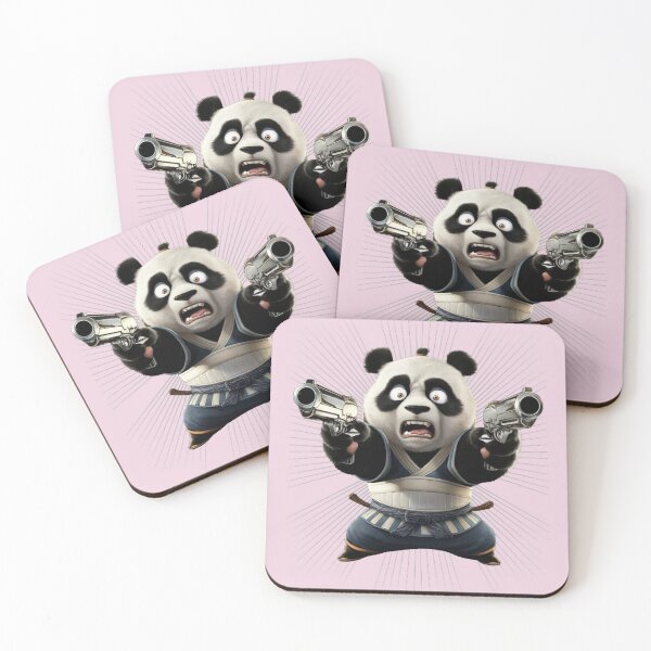 Item preview, Hilarious panda dressed in kung fu attire, holding two guns designed and sold by NiRia Spot.