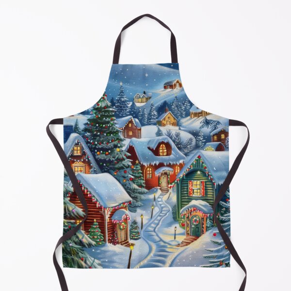 Item preview, Snowy Mountain Town at Night Painting designed and sold by MargaretWiktor.