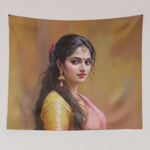Item preview, Indian Art, Extremely Beautiful Lady, Digital Oil Painting,  designed and sold by VarnaChitra.