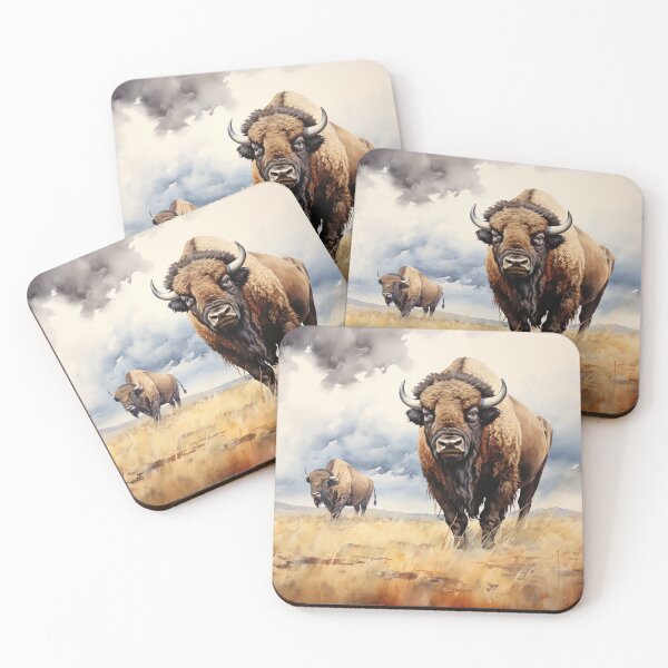 Item preview, American bison in the wild - Acrylic wildlife painting designed and sold by TheArtistOf2022.