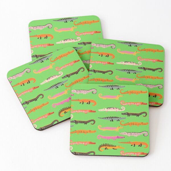 Item preview, Alligators and crocodiles, all of them, green background designed and sold by Artlizzard.