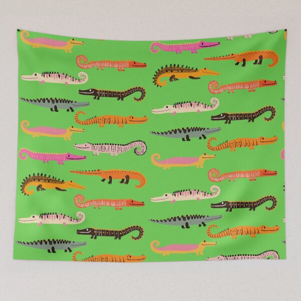 Item preview, Alligators and crocodiles, all of them, green background designed and sold by Artlizzard.