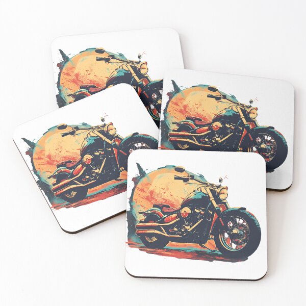 Item preview, Vintage Chopper Motorcycle and Full Moon Vector Art | Retro Bike Illustration designed and sold by mrmonsif.