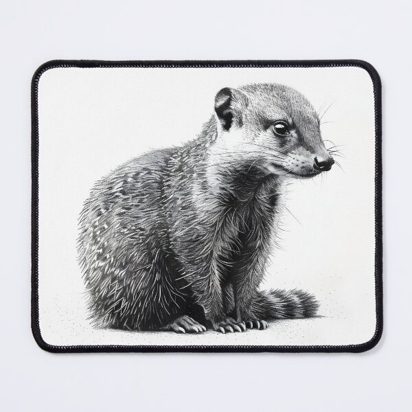 Item preview, Black and white weasel pencil drawing designed and sold by Pencil-Art.