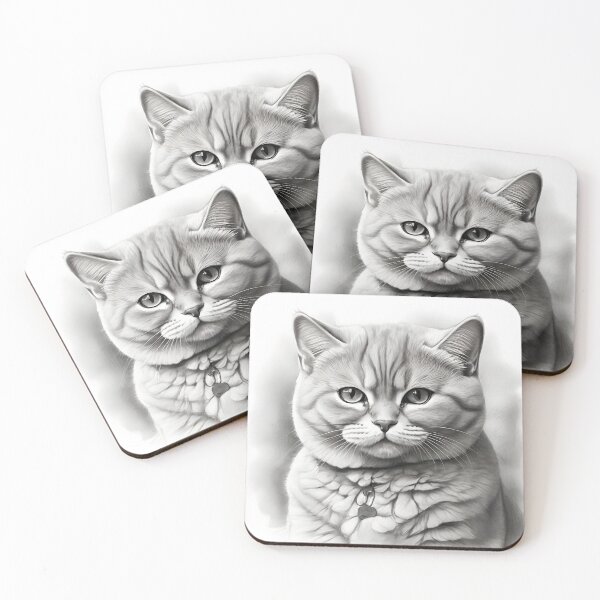 Item preview, Black and white cat pencil drawing designed and sold by Pencil-Art.