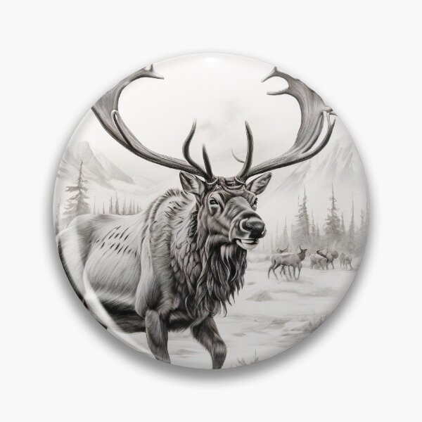 Item preview, Black and white deer pencil drawing designed and sold by Pencil-Art.