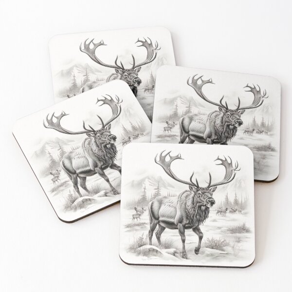 Item preview, Black and white deer pencil drawing designed and sold by Pencil-Art.