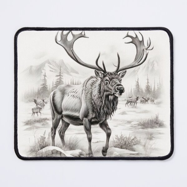 Item preview, Black and white deer pencil drawing designed and sold by Pencil-Art.
