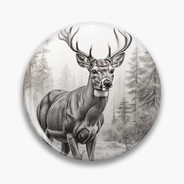 Item preview, Black and white deer pencil drawing designed and sold by Pencil-Art.