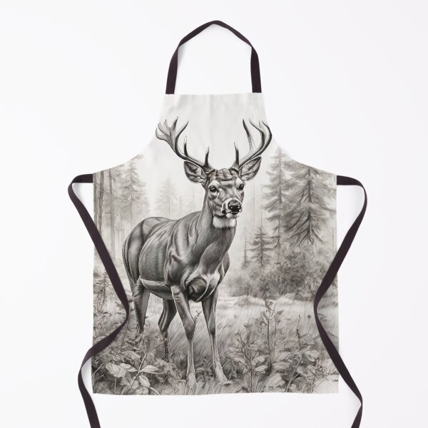 Item preview, Black and white deer pencil drawing designed and sold by Pencil-Art.