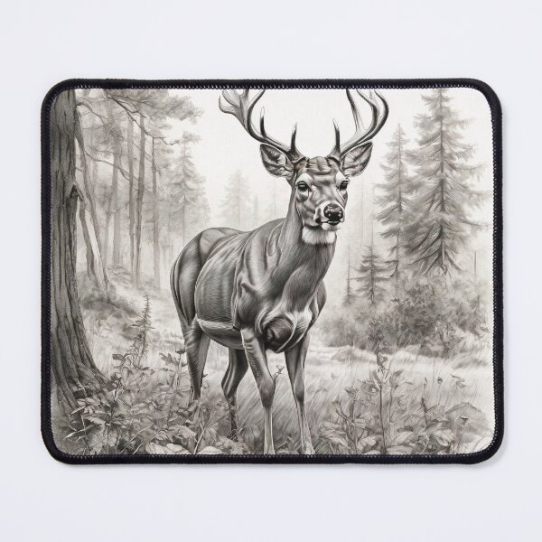 Item preview, Black and white deer pencil drawing designed and sold by Pencil-Art.