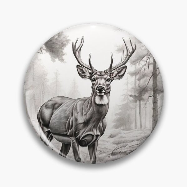 Item preview, Black and white deer pencil drawing designed and sold by Pencil-Art.