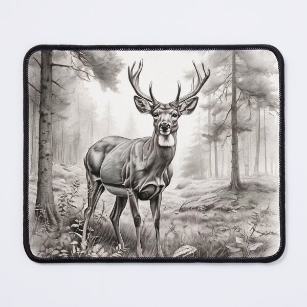 Item preview, Black and white deer pencil drawing designed and sold by Pencil-Art.